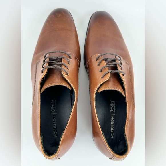 Nordstrom Men's Oxford Leather Almond Toe Dress Shoes, Rubber Sole, Size 10.5 - Picture 7 of 12